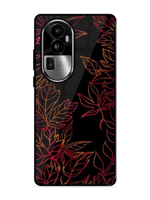 Red Floral Pattern Glossy Metal Phone Cover for Oppo Reno 10 Pro Plus (5G) Zapvi