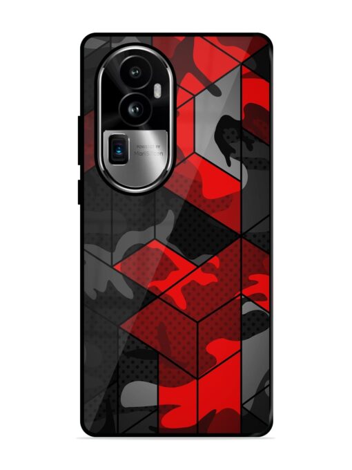 Royal Red Camouflage Pattern Glossy Metal Phone Cover for Oppo Reno 10 Pro Plus (5G) Zapvi