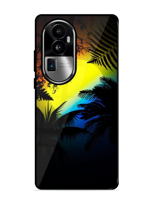 Colorful Sunset With Palm Trees Glossy Metal Phone Cover for Oppo Reno 10 Pro Plus (5G) Zapvi