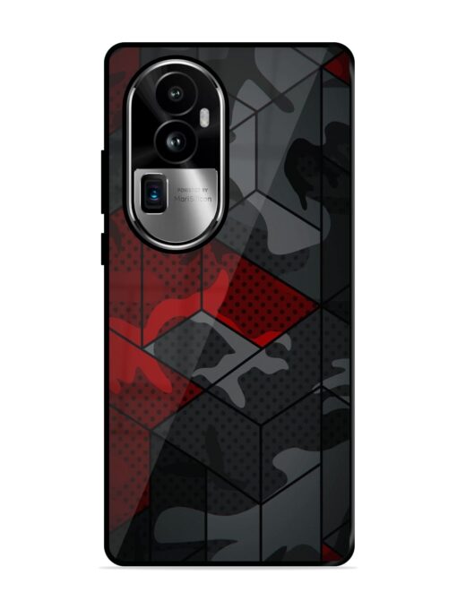 Red And Grey Pattern Glossy Metal Phone Cover for Oppo Reno 10 Pro Plus (5G) Zapvi