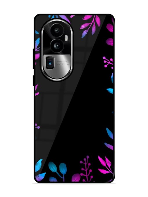 Flower Pattern Watercolor Glossy Metal Phone Cover for Oppo Reno 10 Pro Plus (5G)