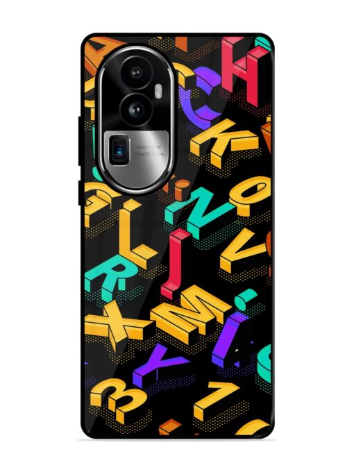 Seamless Pattern With Letters Glossy Metal Phone Cover for Oppo Reno 10 Pro Plus (5G) Zapvi