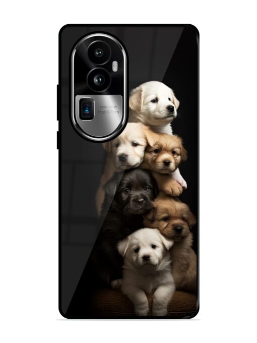 Cute Baby Dogs Glossy Metal Phone Cover for Oppo Reno 10 Pro Plus (5G)