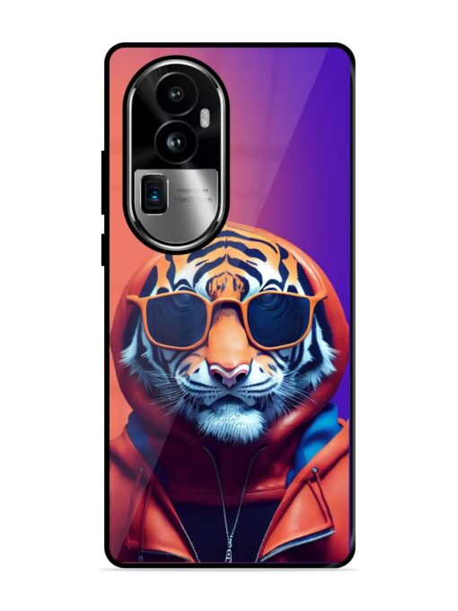 Tiger Animation Glossy Metal Phone Cover for Oppo Reno 10 Pro Plus (5G) Zapvi