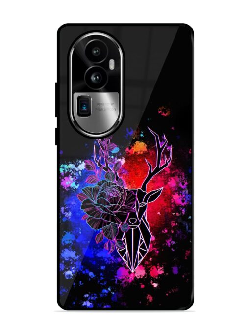 Floral Deer Art Glossy Metal Phone Cover for Oppo Reno 10 Pro Plus (5G) Zapvi