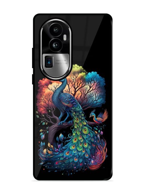 Peacock Tree Art Glossy Metal Phone Cover for Oppo Reno 10 Pro Plus (5G) Zapvi