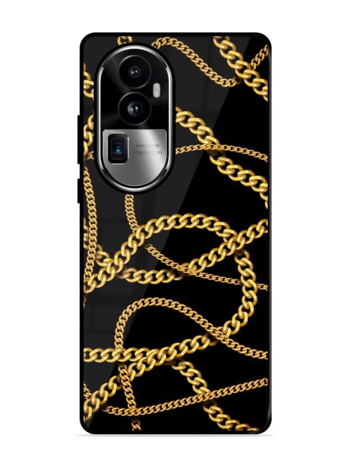 Decorative Golde Chain Glossy Metal Phone Cover for Oppo Reno 10 Pro Plus (5G) Zapvi