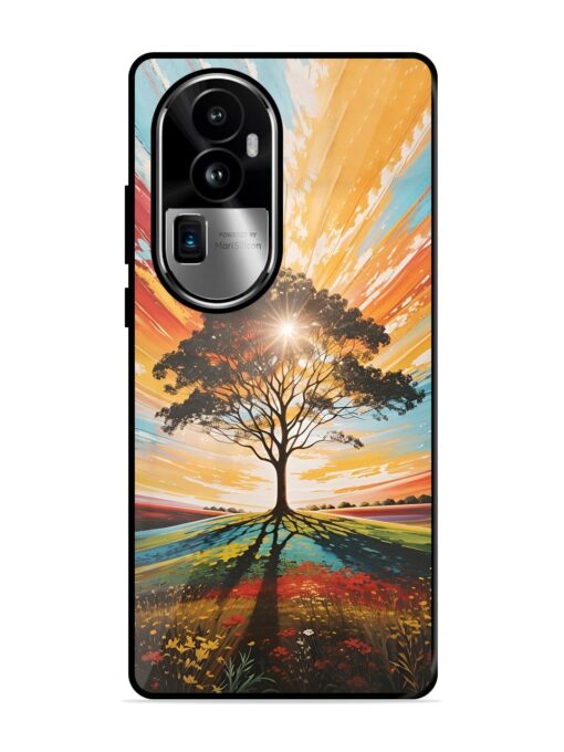 Abstract Tree Colorful Art Glossy Metal Phone Cover for Oppo Reno 10 Pro Plus (5G)