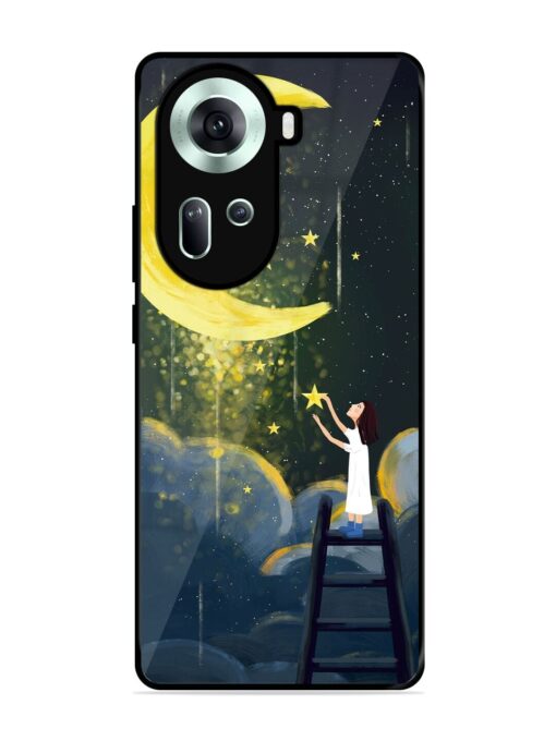 Moonlight Healing Night Illustration Glossy Metal TPU Phone Cover for Oppo Reno 11 (5G) Zapvi