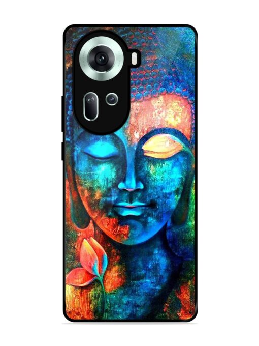 Buddha Painting Glossy Metal Phone Cover for Oppo Reno 11 (5G) Zapvi