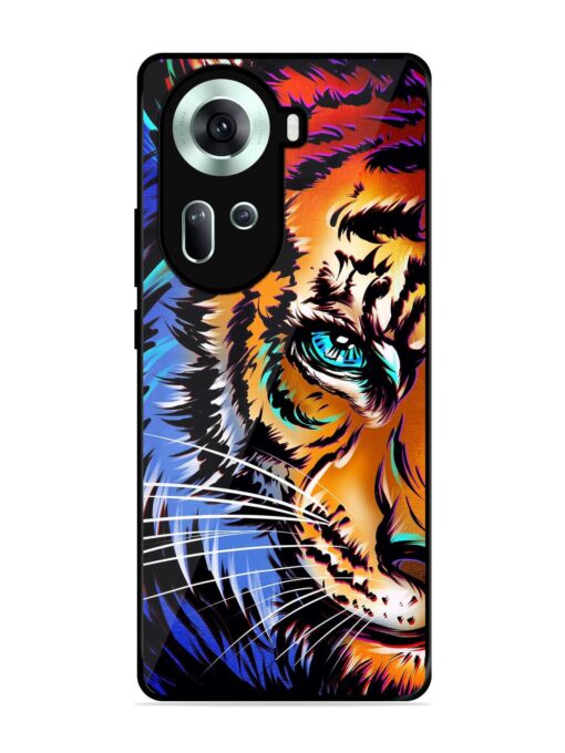 Colorful Lion Art Glossy Metal Phone Cover for Oppo Reno 11 (5G) Zapvi