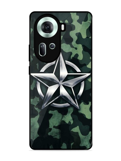 Indian Army Star Design Glossy Metal Phone Cover for Oppo Reno 11 (5G) Zapvi