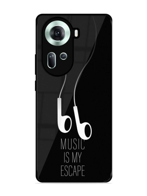 Music Is My Escape Glossy Metal Phone Cover for Oppo Reno 11 (5G) Zapvi