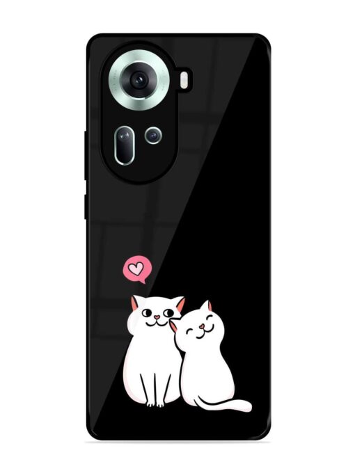 Cat Love Glossy Metal Phone Cover for Oppo Reno 11 (5G) Zapvi