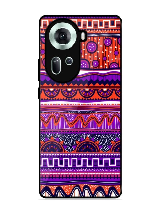 Ethnic Seamless Pattern Glossy Metal TPU Phone Cover for Oppo Reno 11 (5G) Zapvi