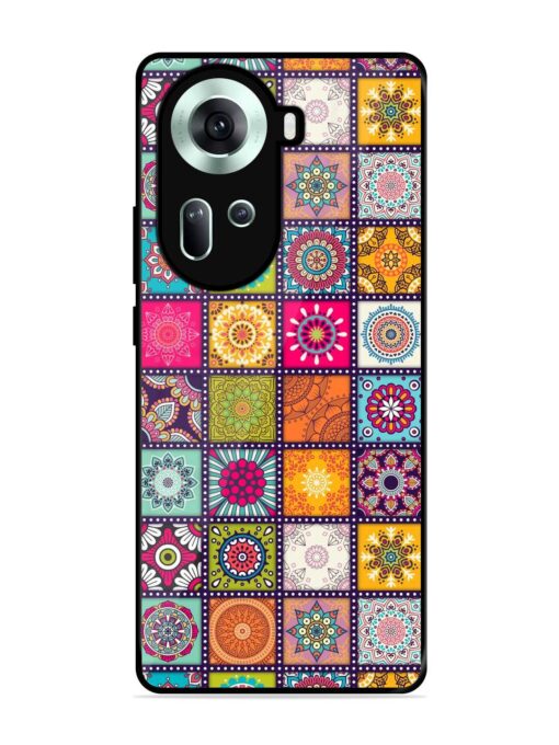 Seamless Pattern Vintage Glossy Metal Phone Cover for Oppo Reno 11 (5G) Zapvi