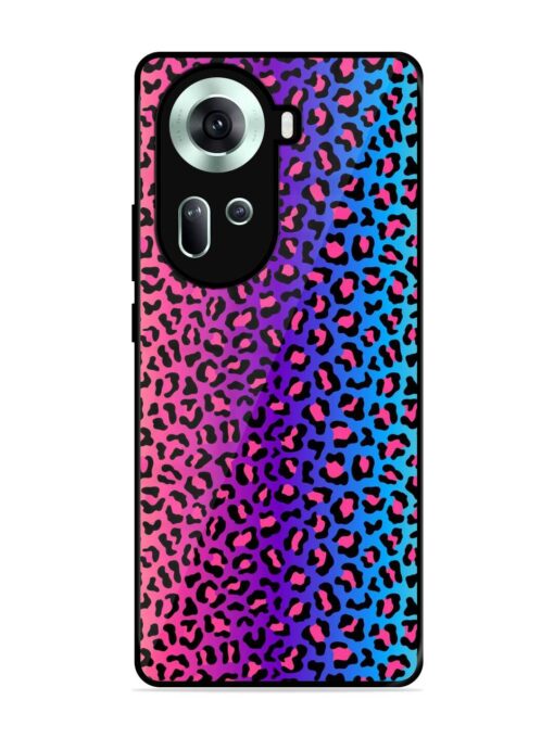 Colorful Leopard Seamless Glossy Metal Phone Cover for Oppo Reno 11 (5G) Zapvi