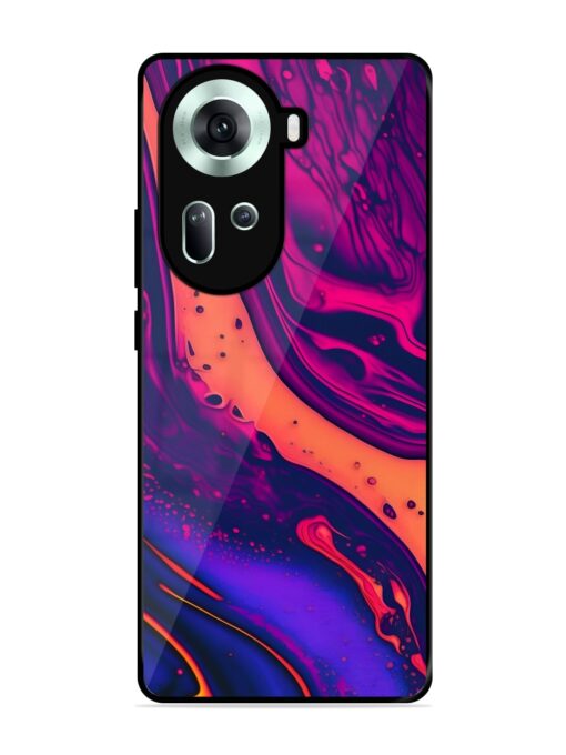 Fluid Blue Pink Art Glossy Metal Phone Cover for Oppo Reno 11 (5G)