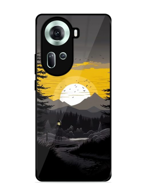 Sunset Vector Glossy Metal Phone Cover for Oppo Reno 11 (5G) Zapvi