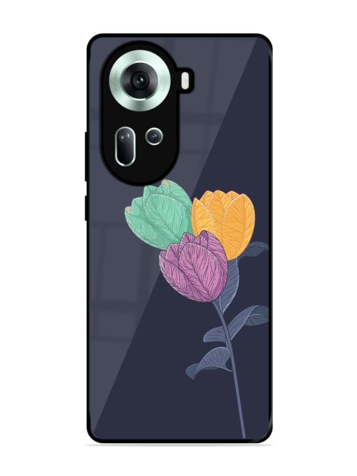 Flower Vector Glossy Metal Phone Cover for Oppo Reno 11 (5G) Zapvi