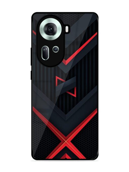 Red Gray Abstract Glossy Metal Phone Cover for Oppo Reno 11 (5G) Zapvi