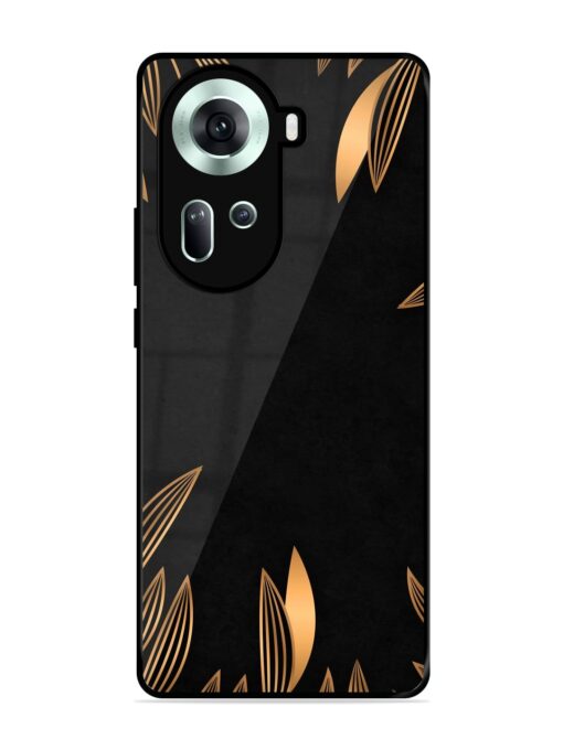 Golden Leaf Pattern Glossy Metal Phone Cover for Oppo Reno 11 (5G) Zapvi