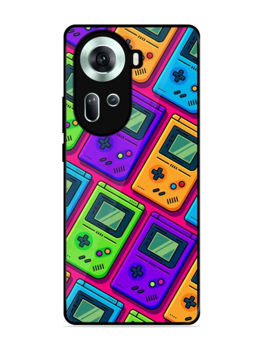 Game Seamless Pattern Glossy Metal Phone Cover for Oppo Reno 11 (5G) Zapvi