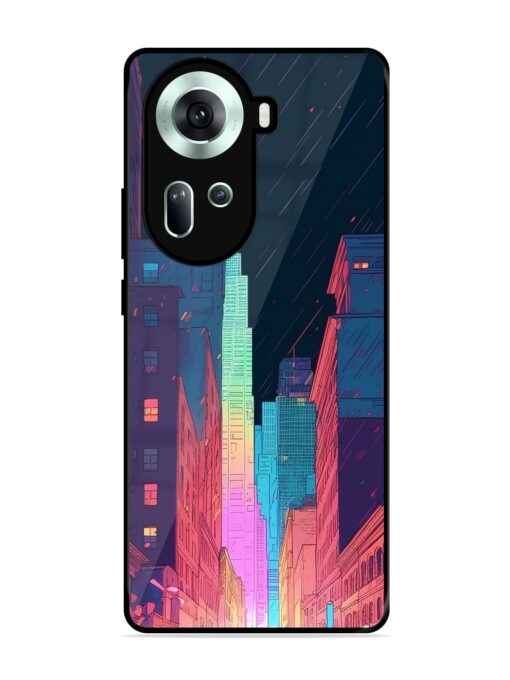 Minimal City Art Glossy Metal Phone Cover for Oppo Reno 11 (5G) Zapvi