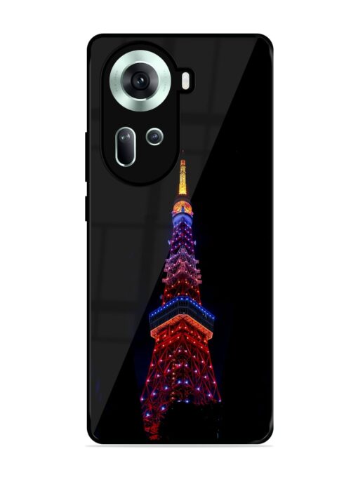 Eiffel Tower Night View Glossy Metal Phone Cover for Oppo Reno 11 (5G) Zapvi