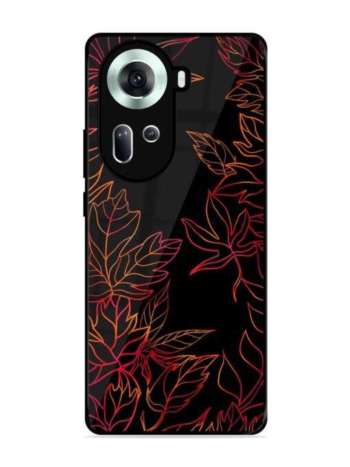 Red Floral Pattern Glossy Metal Phone Cover for Oppo Reno 11 (5G) Zapvi