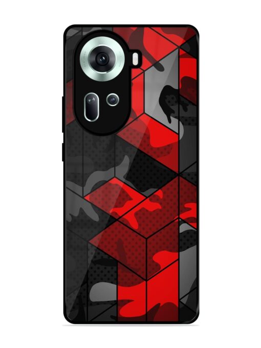 Royal Red Camouflage Pattern Glossy Metal Phone Cover for Oppo Reno 11 (5G) Zapvi