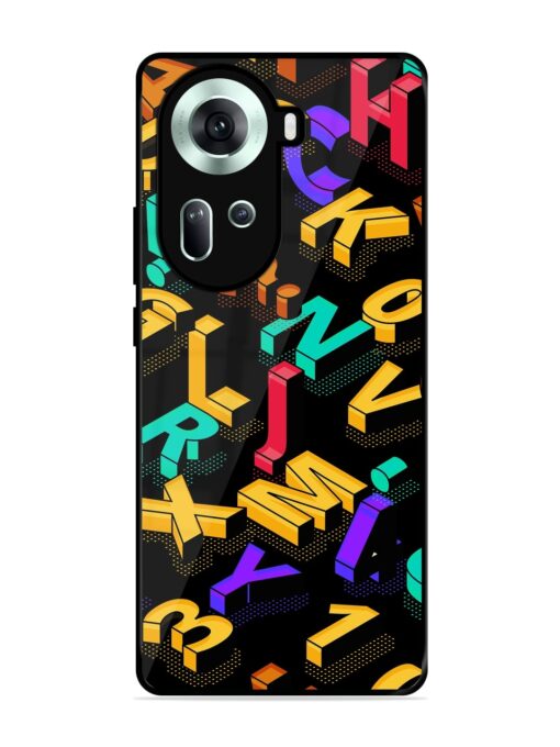 Seamless Pattern With Letters Glossy Metal Phone Cover for Oppo Reno 11 (5G) Zapvi