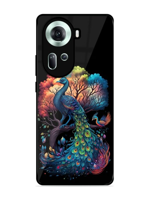 Peacock Tree Art Glossy Metal Phone Cover for Oppo Reno 11 (5G) Zapvi