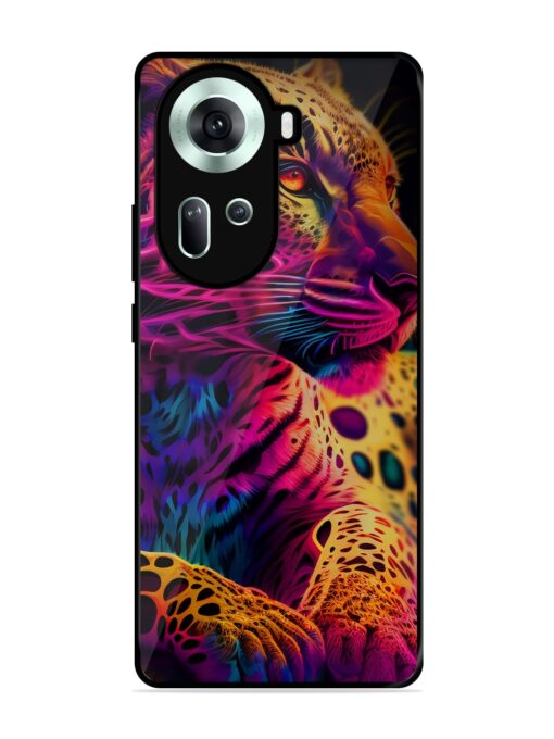 Leopard Art Glossy Metal Phone Cover for Oppo Reno 11 (5G)