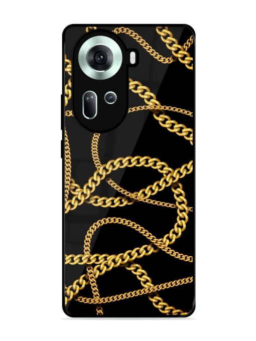 Decorative Golde Chain Glossy Metal Phone Cover for Oppo Reno 11 (5G)