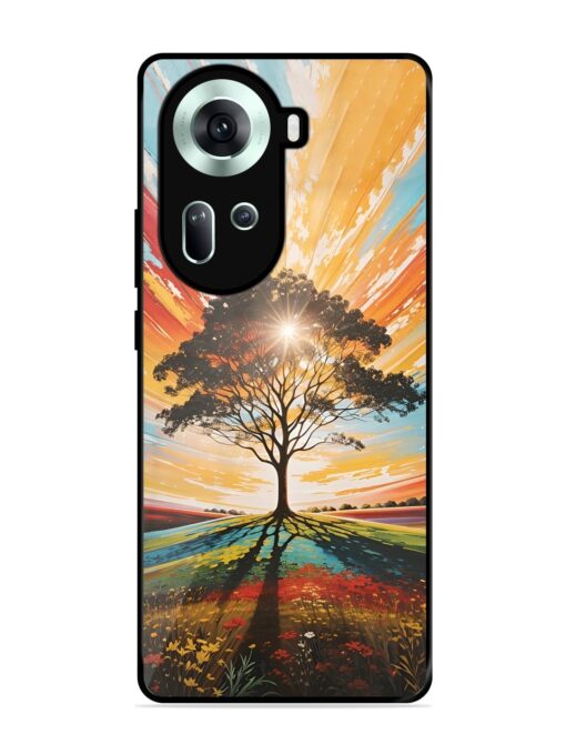 Abstract Tree Colorful Art Glossy Metal Phone Cover for Oppo Reno 11 (5G) Zapvi