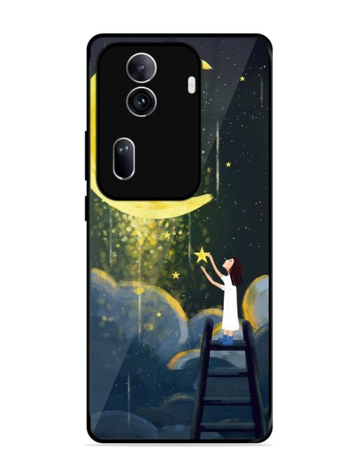 Moonlight Healing Night Illustration Glossy Metal TPU Phone Cover for Oppo Reno 11 Pro (5G) Zapvi