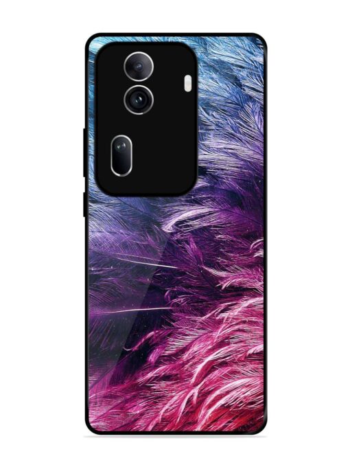 Light Grey Feather Background Glossy Metal Phone Cover for Oppo Reno 11 Pro (5G) Zapvi