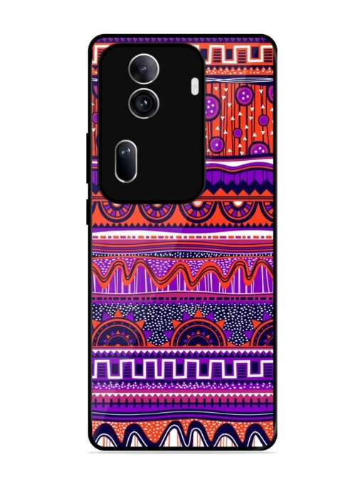 Ethnic Seamless Pattern Glossy Metal TPU Phone Cover for Oppo Reno 11 Pro (5G)