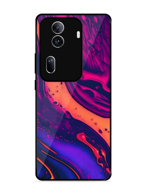 Fluid Blue Pink Art Glossy Metal Phone Cover for Oppo Reno 11 Pro (5G) Zapvi