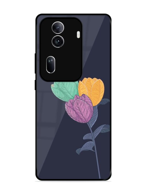 Flower Vector Glossy Metal Phone Cover for Oppo Reno 11 Pro (5G)