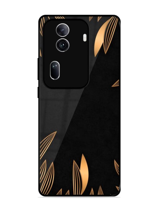 Golden Leaf Pattern Glossy Metal Phone Cover for Oppo Reno 11 Pro (5G) Zapvi