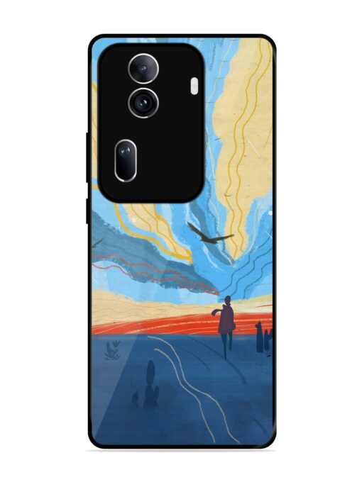 Minimal Abstract Landscape Glossy Metal Phone Cover for Oppo Reno 11 Pro (5G) Zapvi