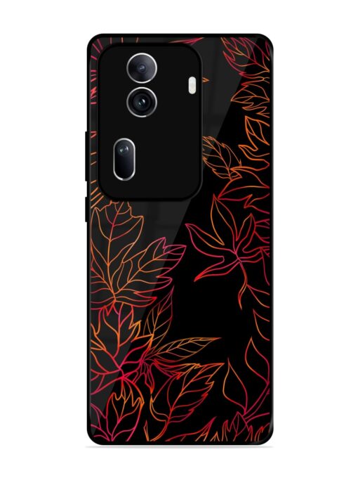 Red Floral Pattern Glossy Metal Phone Cover for Oppo Reno 11 Pro (5G)