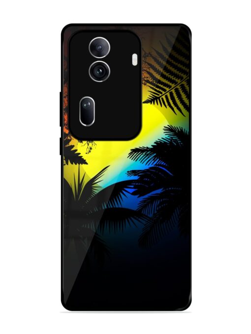 Colorful Sunset With Palm Trees Glossy Metal Phone Cover for Oppo Reno 11 Pro (5G)