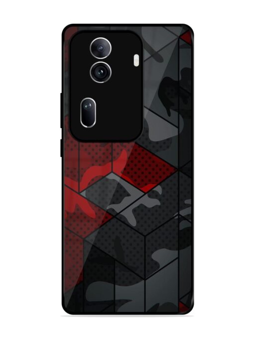 Red And Grey Pattern Glossy Metal Phone Cover for Oppo Reno 11 Pro (5G) Zapvi