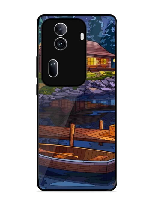 Village Night Scene Glossy Metal Phone Cover for Oppo Reno 11 Pro (5G) Zapvi