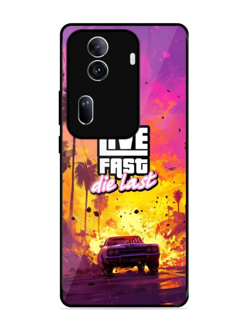 Live Fast Glossy Metal Phone Cover for Oppo Reno 11 Pro (5G)