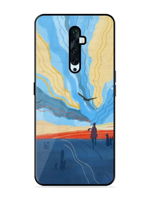 Minimal Abstract Landscape Glossy Metal Phone Cover for Oppo Reno 2F