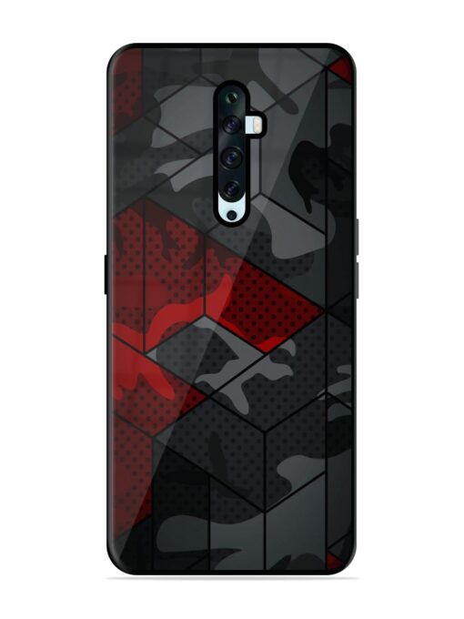 Red And Grey Pattern Glossy Metal Phone Cover for Oppo Reno 2F Zapvi